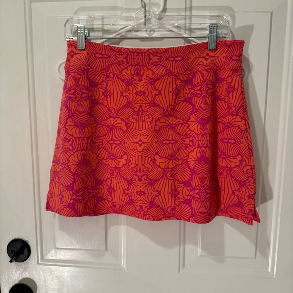 Vibrant Orange and Pink Patterned Skort